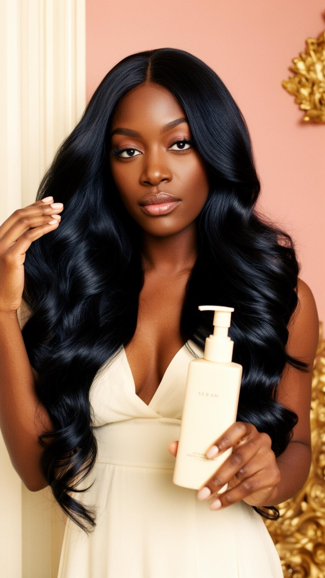 Stylist holding a luxury hair serum