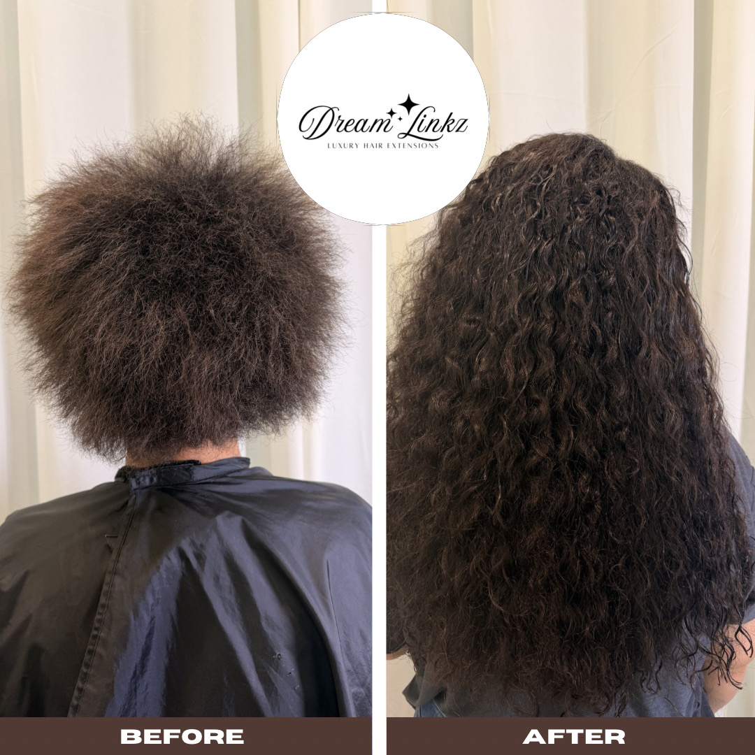 Seamless K-Tip extension blend on natural hair